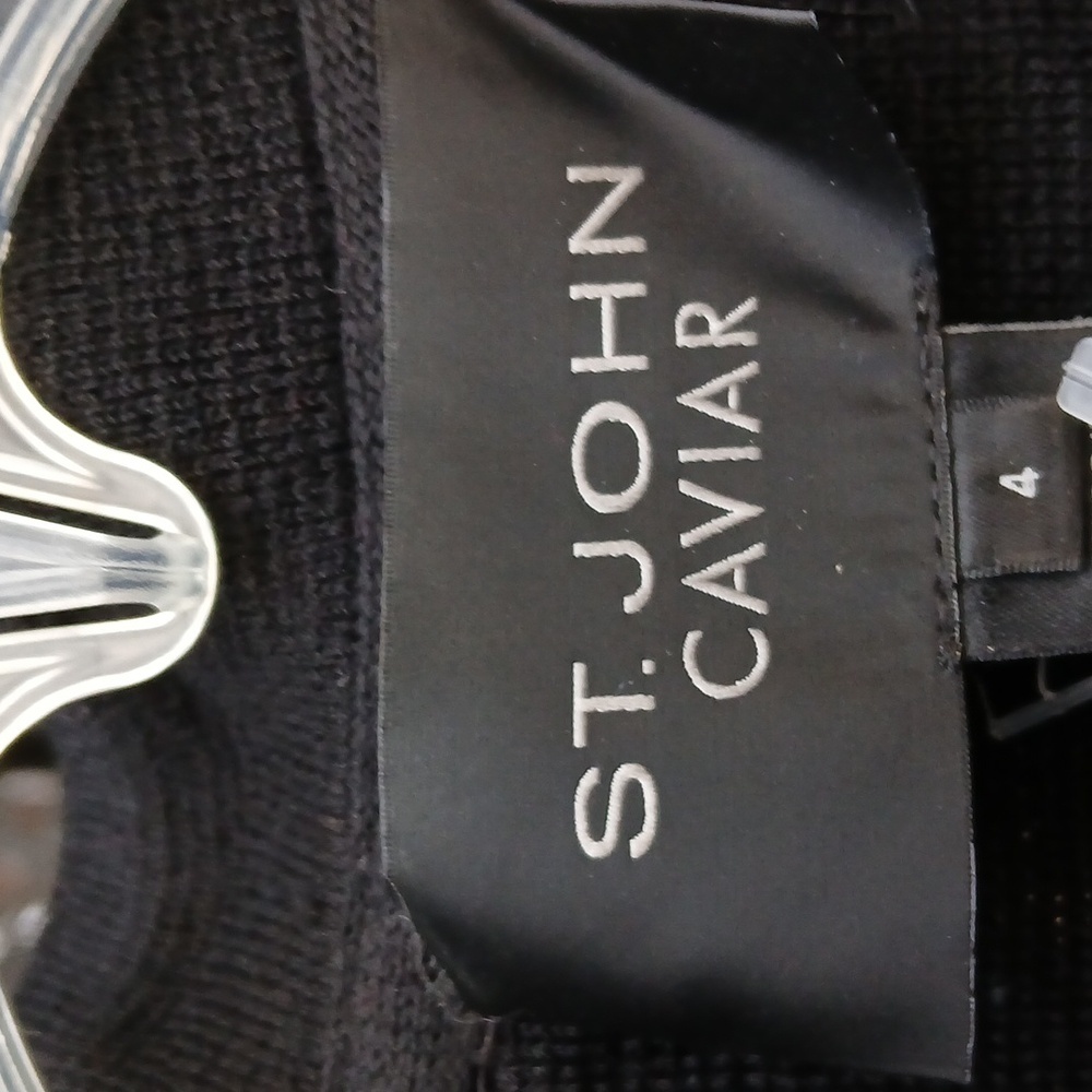 St. John Caviar Cascading Ruffle Open Front Black… - image 3